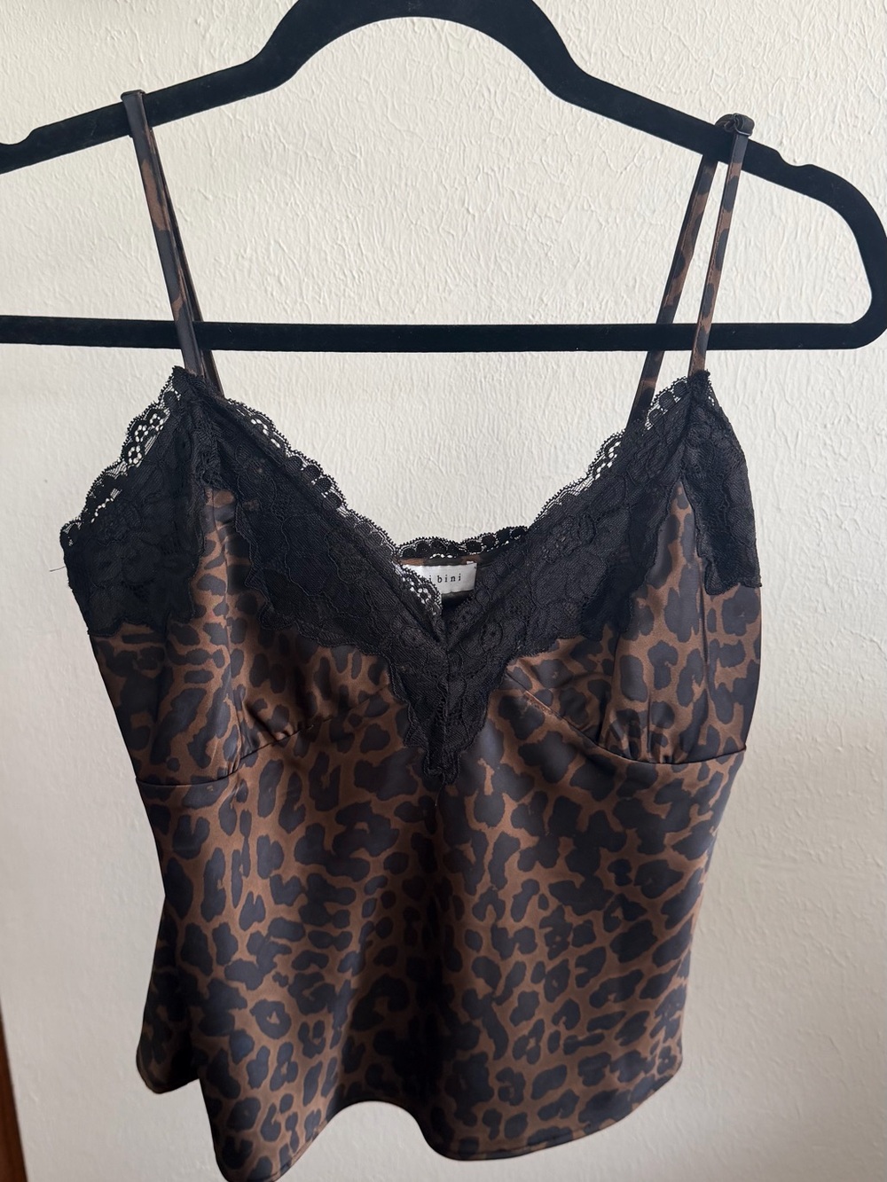 Gianni Bini Brown & Black Leopard Satin Lace Cami NWT